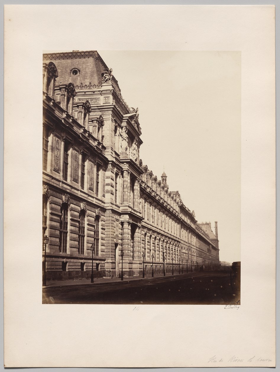 Louvre, homlokzat a Rue de Rivolin, Párizs alkotó: Édouard Baldus