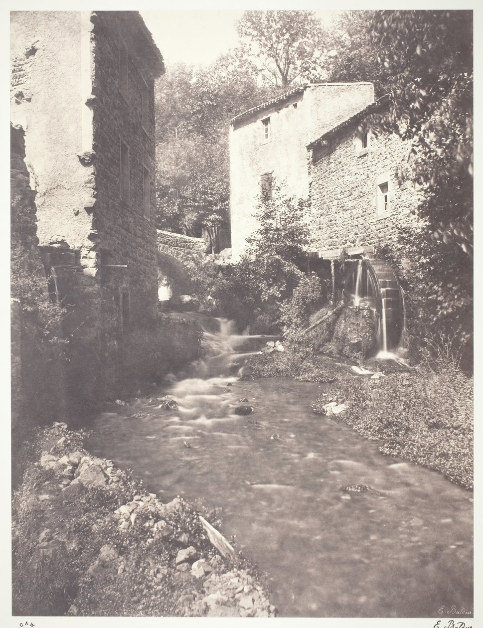 Vízimalmok Auvergne-ben, 1852, nyomtatva 1978. alkotó: Édouard Baldus