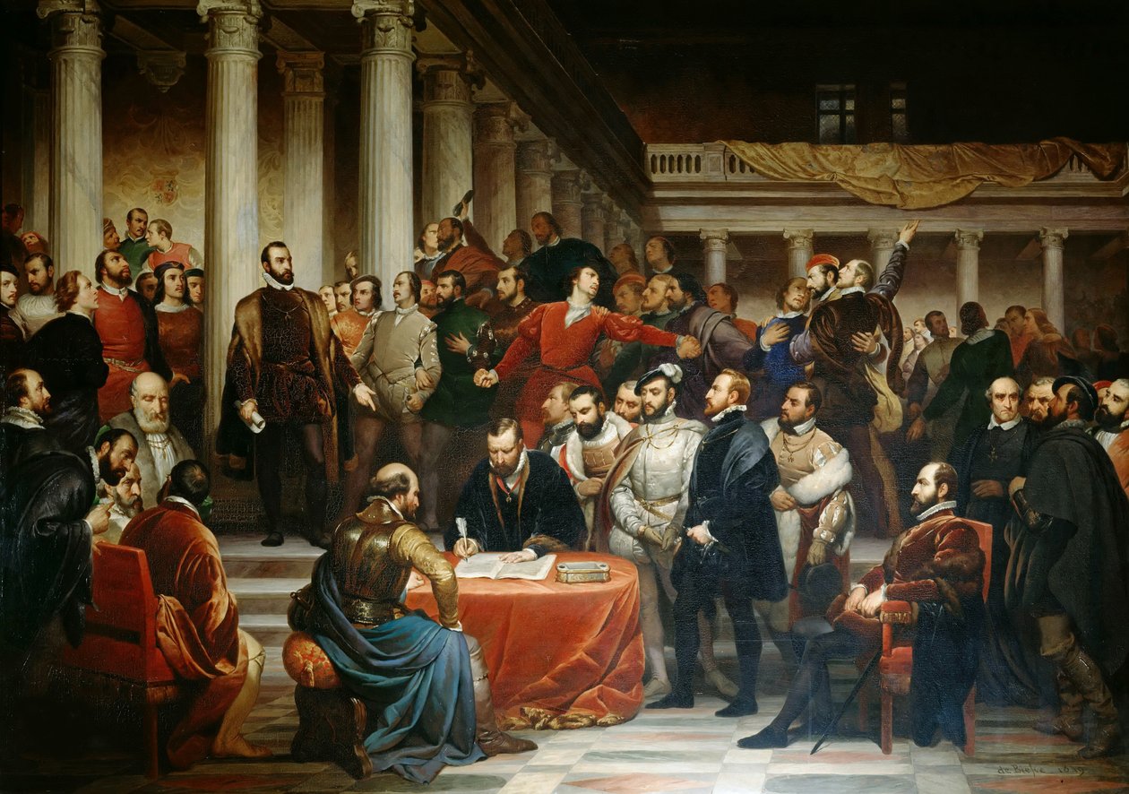 A nemesi kiegyezés 1566. április 5-én, 1849. alkotó: Edouard De Bièfve
