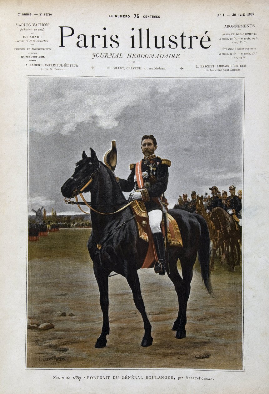 Georges Boulanger tábornok (1837-1891), politikus lovas portréja „Edouard Debat Ponsan (Debat-Ponsan) után alkotó: Edouard Debat Ponsan