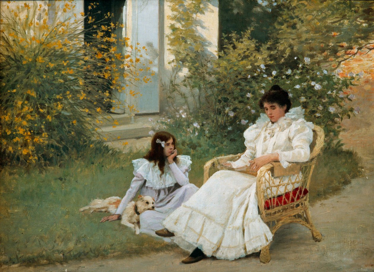 Anya és lánya egy breton kertben Edouard Debat Ponsan (1847-1913) festménye, 1898 Tours, Szépművészeti Múzeum alkotó: Edouard Debat Ponsan