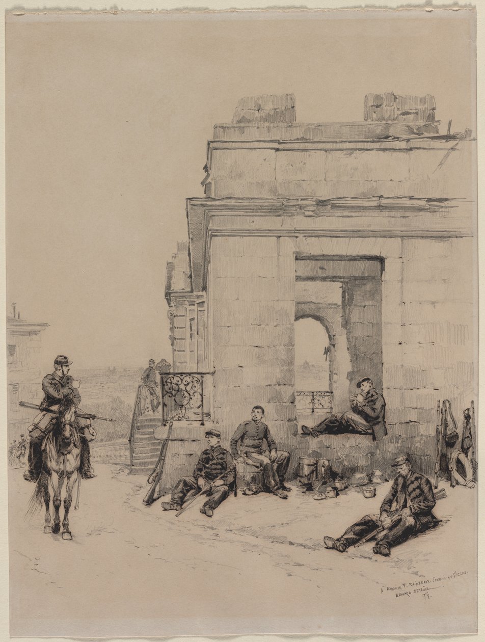 Pihenő katonák (recto) alkotó: Edouard Detaille