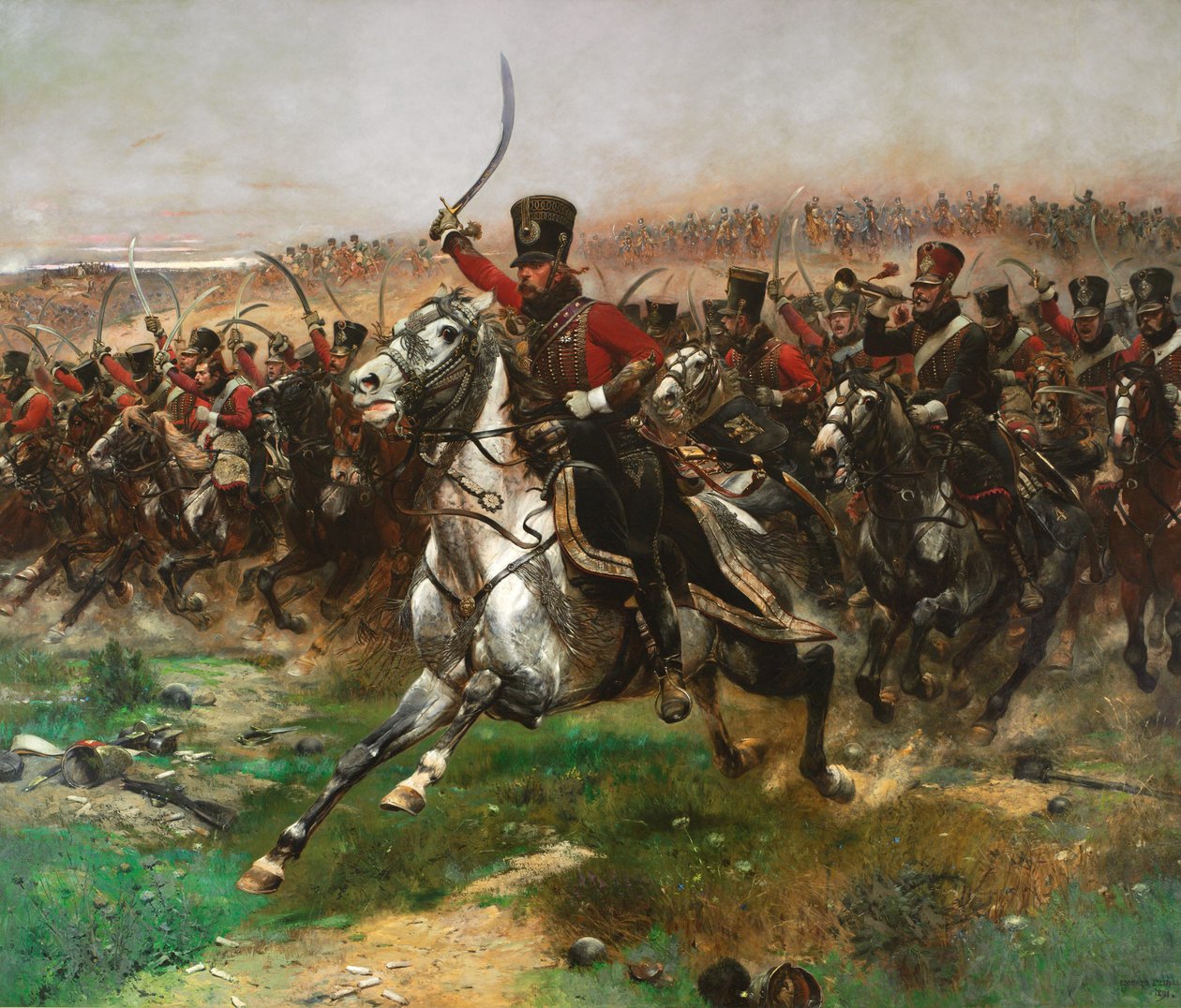 A 4. huszár Vive LEmpereur rohama a friedlandi csatában, 1807. június 14., 1891. alkotó: Jean Baptiste Edouard Detaille