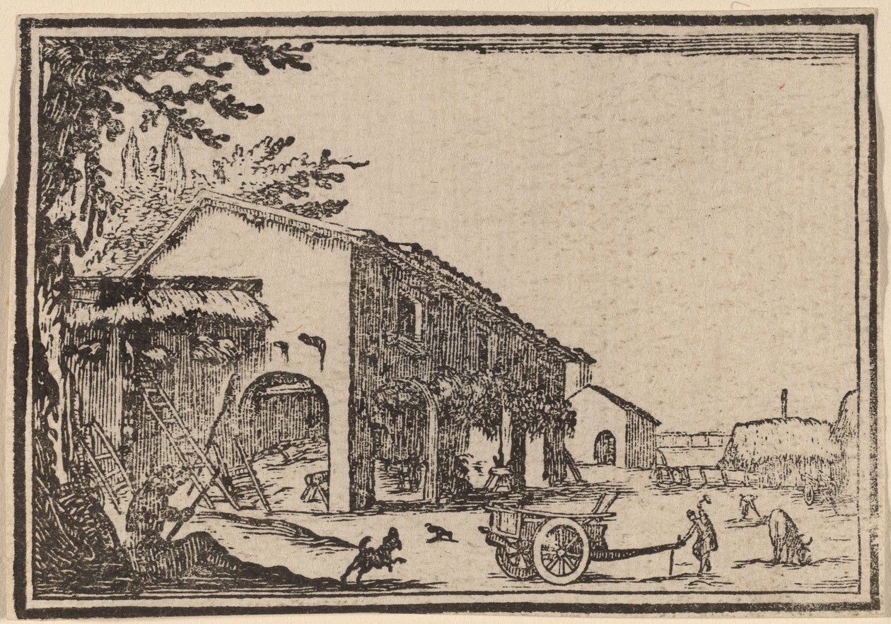 Egy farm udvara alkotó: Edouard Eckman after Jacques Callot