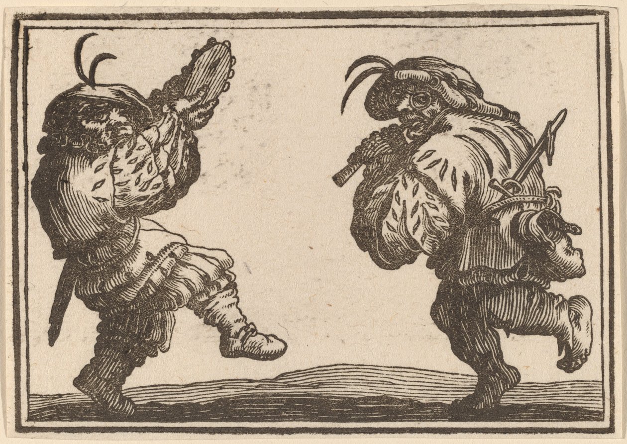 Táncosok furulyával és tamburával alkotó: Edouard Eckman after Jacques Callot