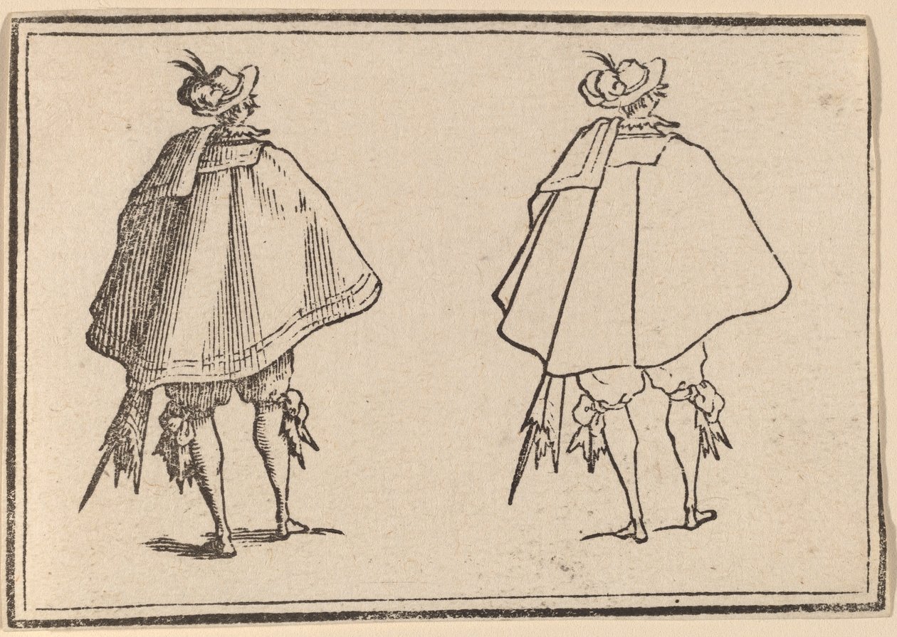 Nagy palástos úriember, hátulról nézve alkotó: Edouard Eckman after Jacques Callot
