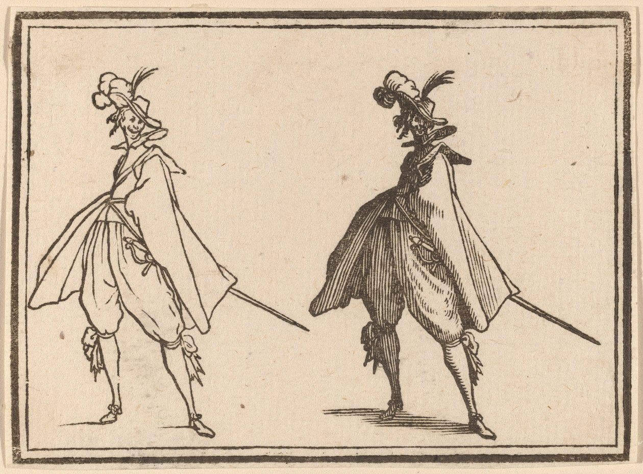 Úriember nagy köpenyben, elölnézet alkotó: Edouard Eckman after Jacques Callot