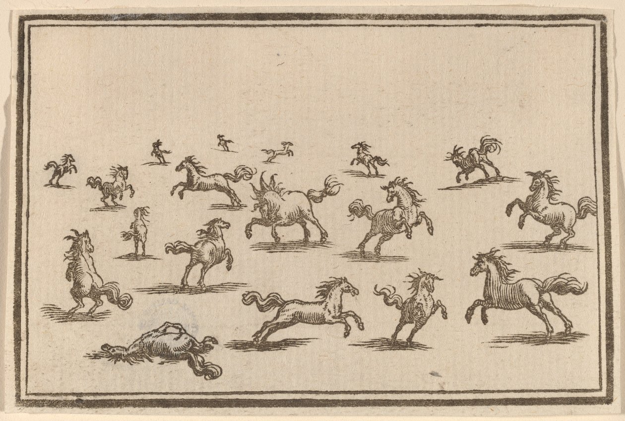 Futó lovak alkotó: Edouard Eckman after Jacques Callot