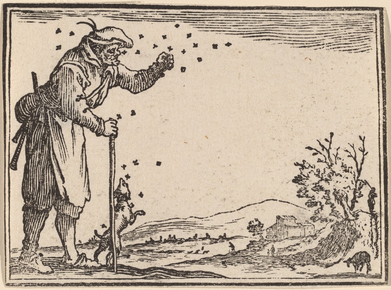 Parasztot megtámadtak a méhek alkotó: Edouard Eckman after Jacques Callot
