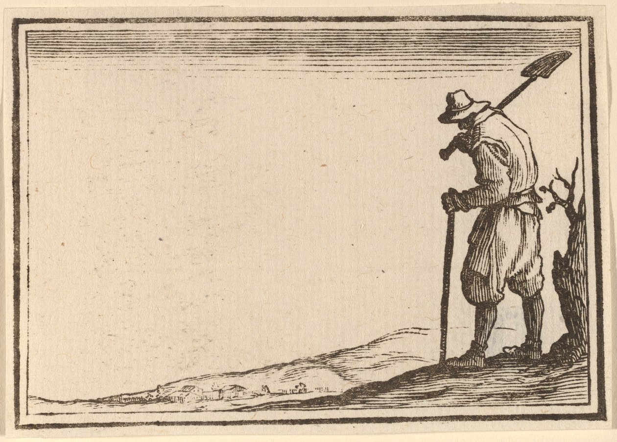 Paraszt, lapáttal a vállán alkotó: Edouard Eckman after Jacques Callot