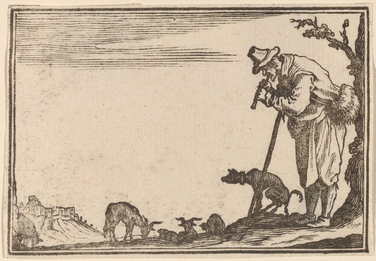 Furulyázó juhász alkotó: Edouard Eckman after Jacques Callot