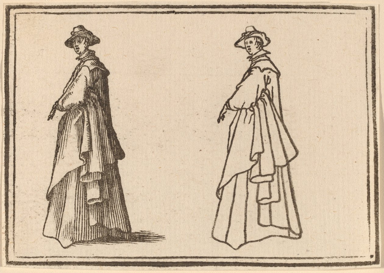 Álló nő egy nagyszerű kabátban alkotó: Edouard Eckman after Jacques Callot