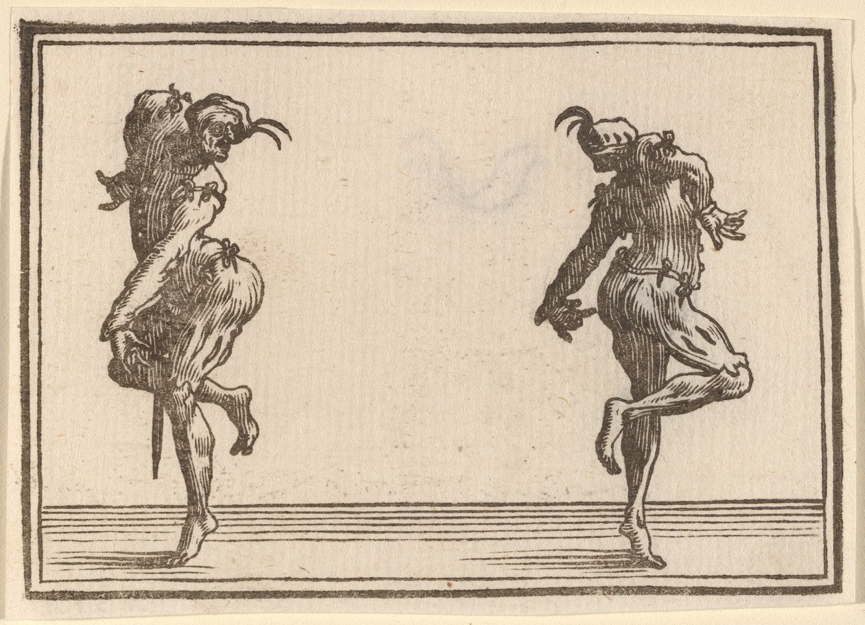 Két Pantaloon táncol alkotó: Edouard Eckman after Jacques Callot