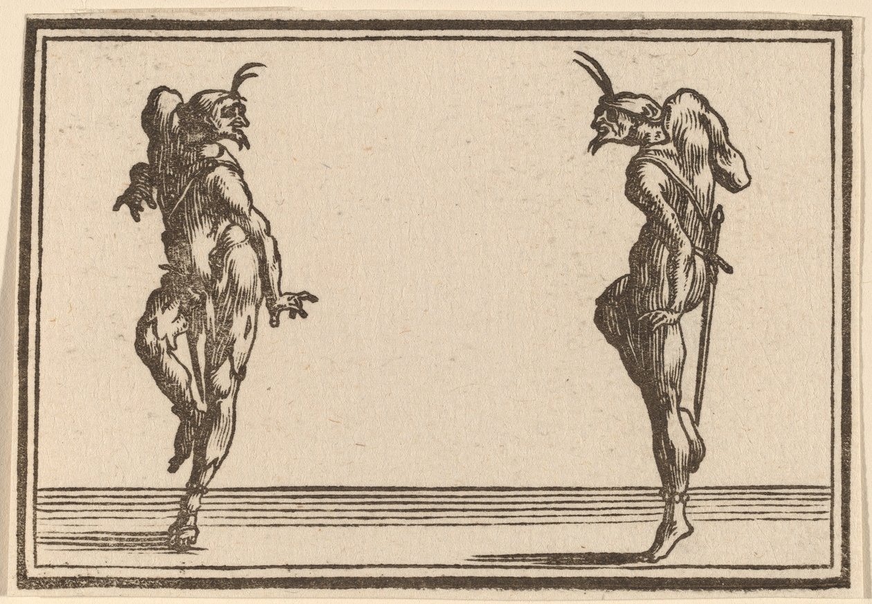 Két Pantaloon táncol alkotó: Edouard Eckman after Jacques Callot