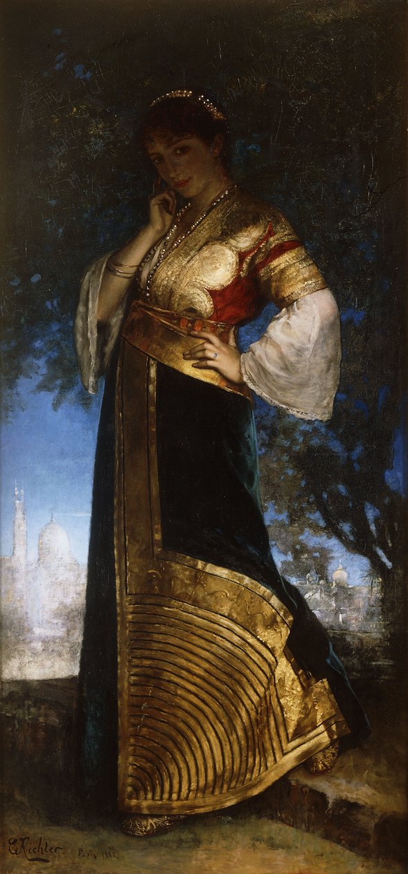 A gyönyörű marokkói; A gyönyörű marokkói, 1880 alkotó: Edouard Frederic Wilhelm Richter