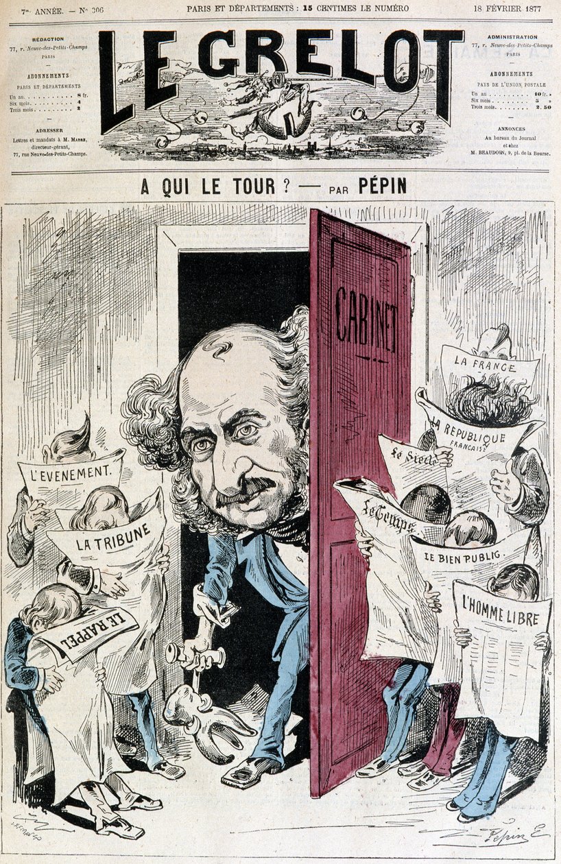 (Karikatúra az újságcenzúráról) - Pépin, 1877.02.18. „Le Grelot” alkotó: Edouard Guillaumin Pepin