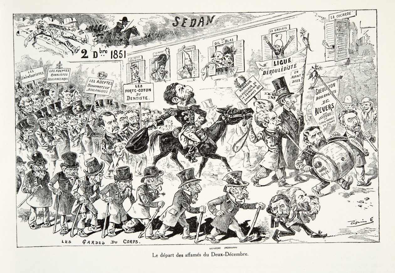Az éhezők távozása december 2-án, A Harmadik Köztársaság története című kötetből. I, Politikatörténet, pub.1933 alkotó: Edouard Guillaumin Pepin