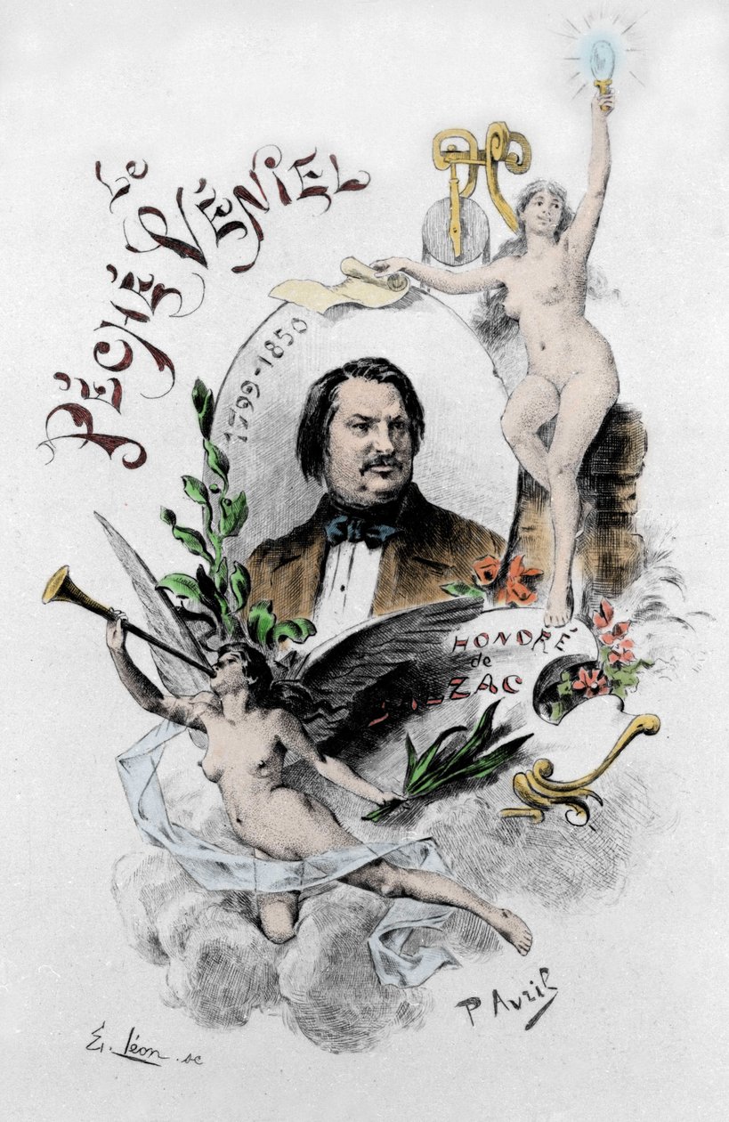 Honore de Balzac „The Veniel Sin” címlapja. Paul Avril (1843-1928) 1901-es illusztrációja. alkotó: Edouard Henri Avril