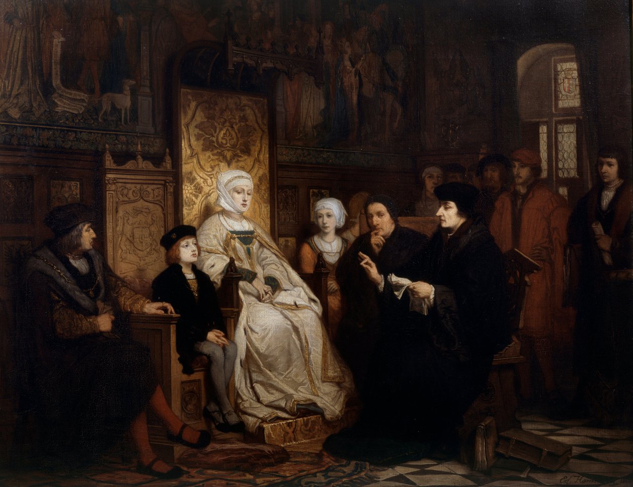 V. Károly gyermekkora, Erasmus felolvasása Brüsszelben 1511-ben Rotterdami Erasmus (Desiderius Erasmus Roterdamus alkotó: Edouard Jean Conrad Hamman
