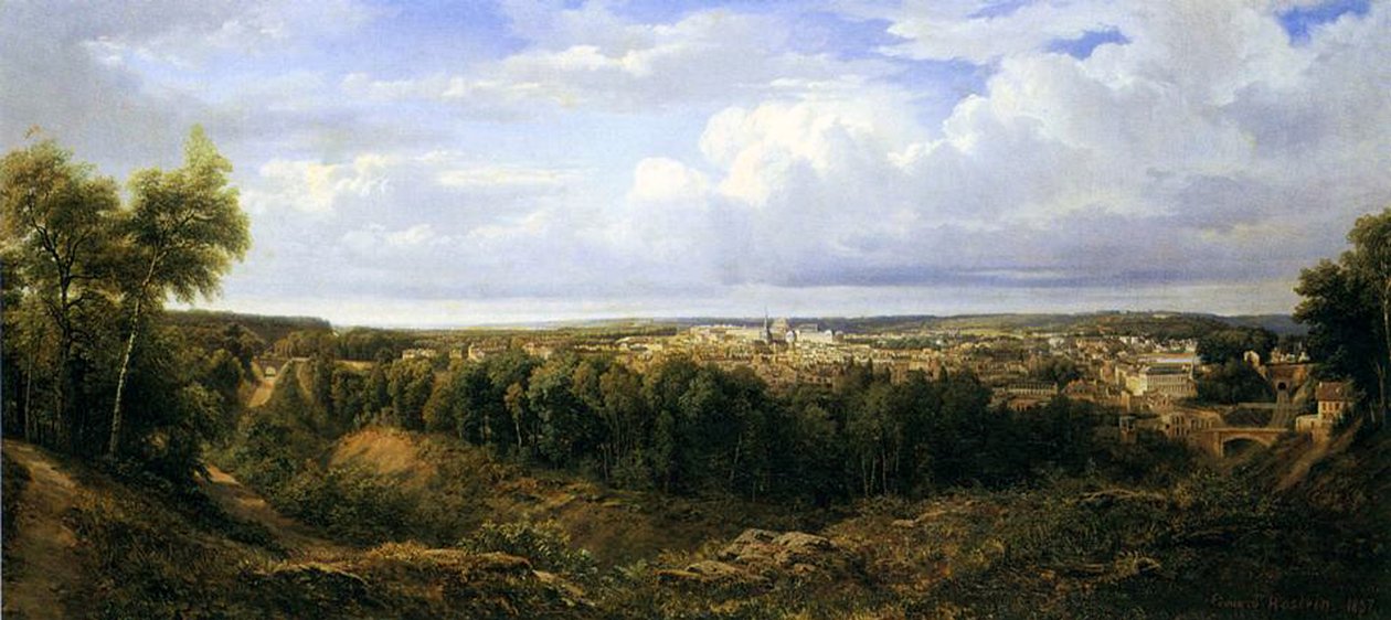 Kilátás Leon városára, Spanyolországban, 1857 alkotó: Edouard Jean Marie Hostein