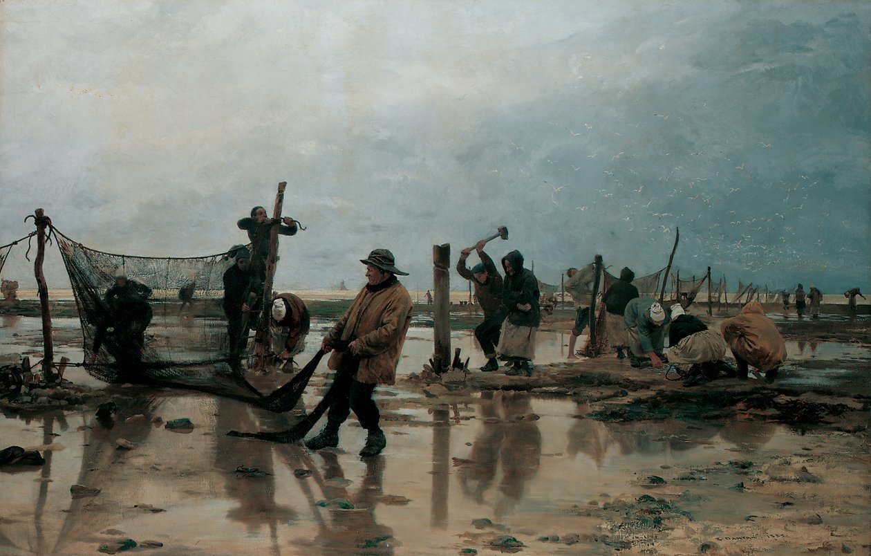 A hálók rögzítése, 1885 alkotó: Edouard Joseph Dantan