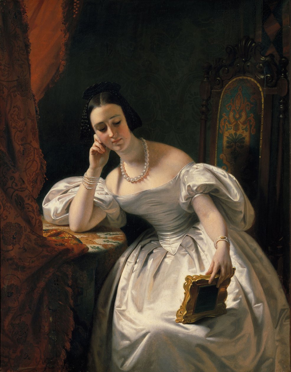 Fiatal lány portréval, c. 1840. alkotó: Edouard Louis Dubufe