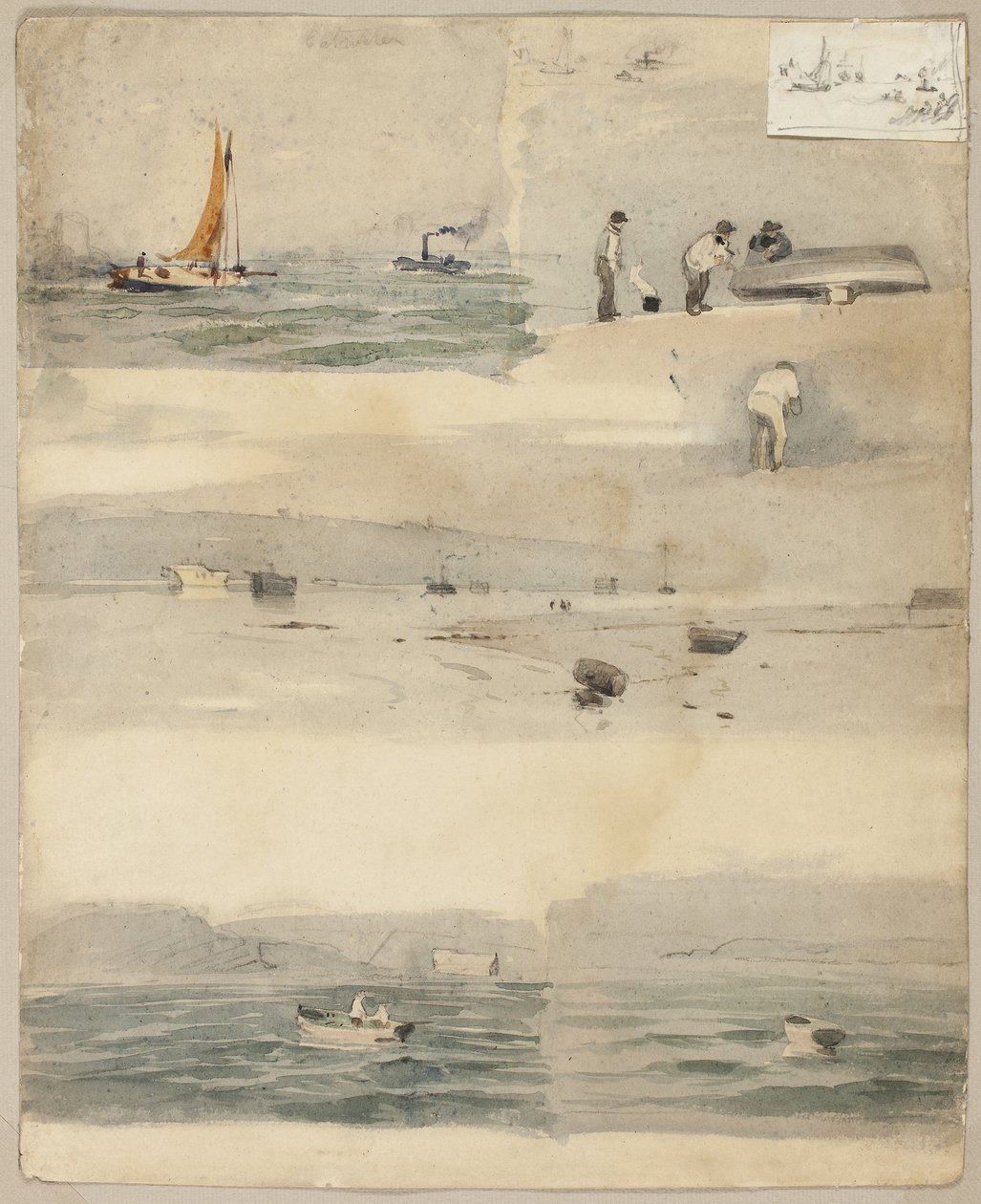 Édouard Manet-nek tulajdonítva - Tengeri jelenetek vázlatai (recto), 1852-83 alkotó: Édouard Manet