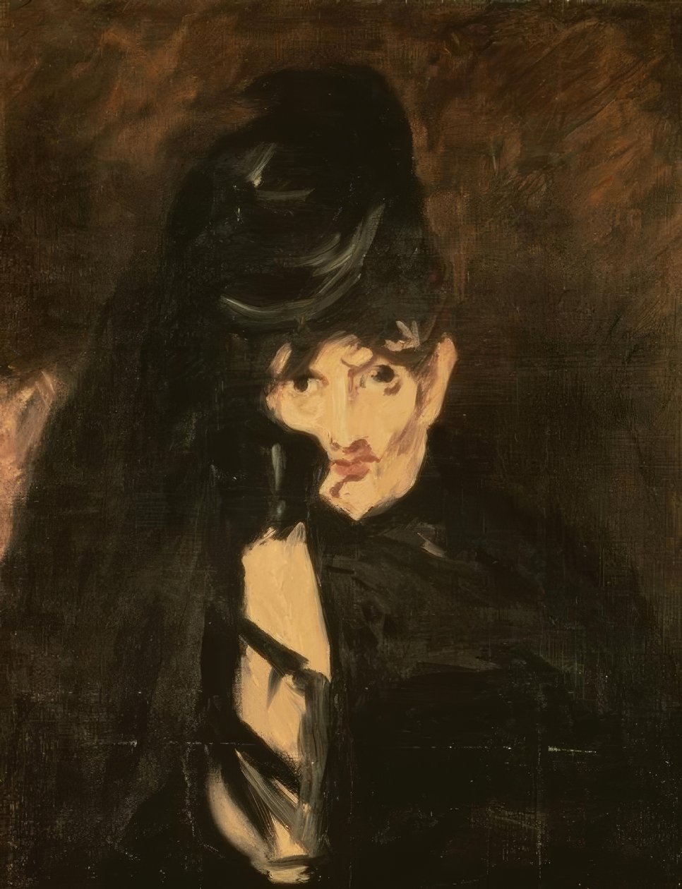 Berthe Morisot hosszú fátyollas gyászkalapban alkotó: Édouard Manet