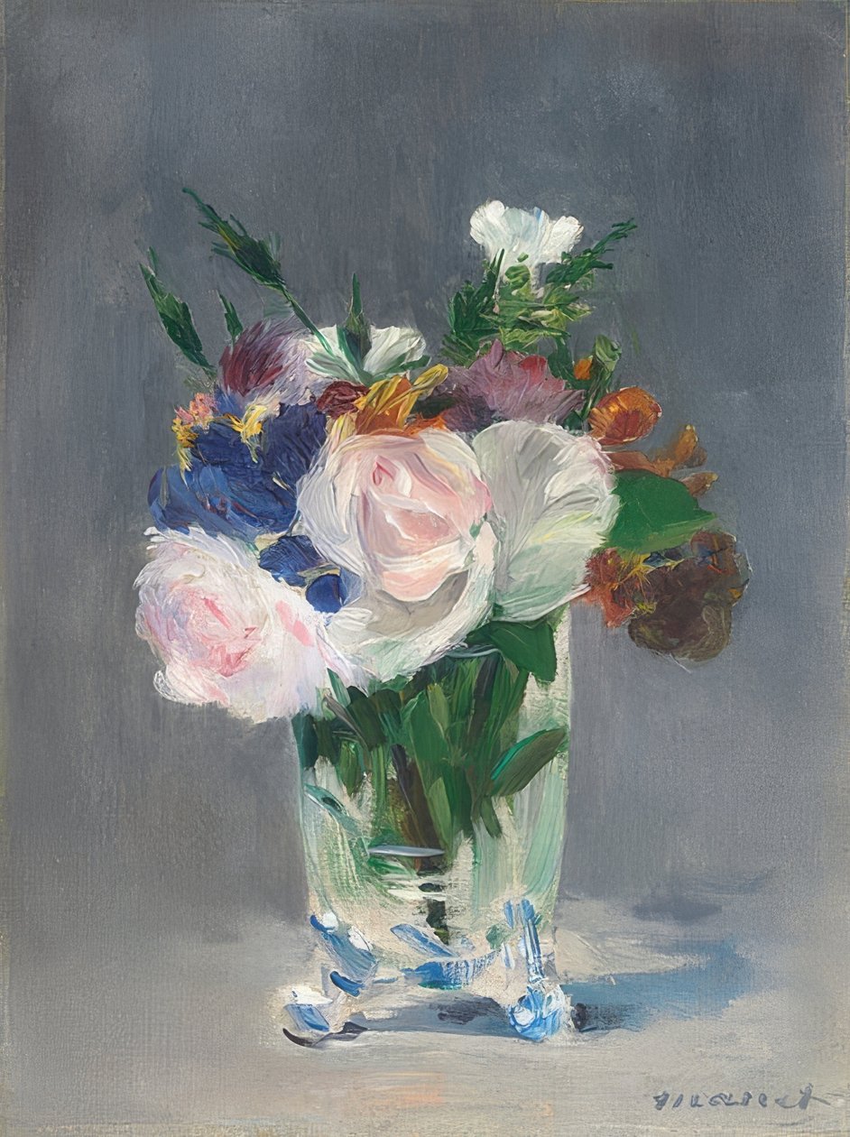 Virágok kristályvázában. 1882 körül alkotó: Édouard Manet
