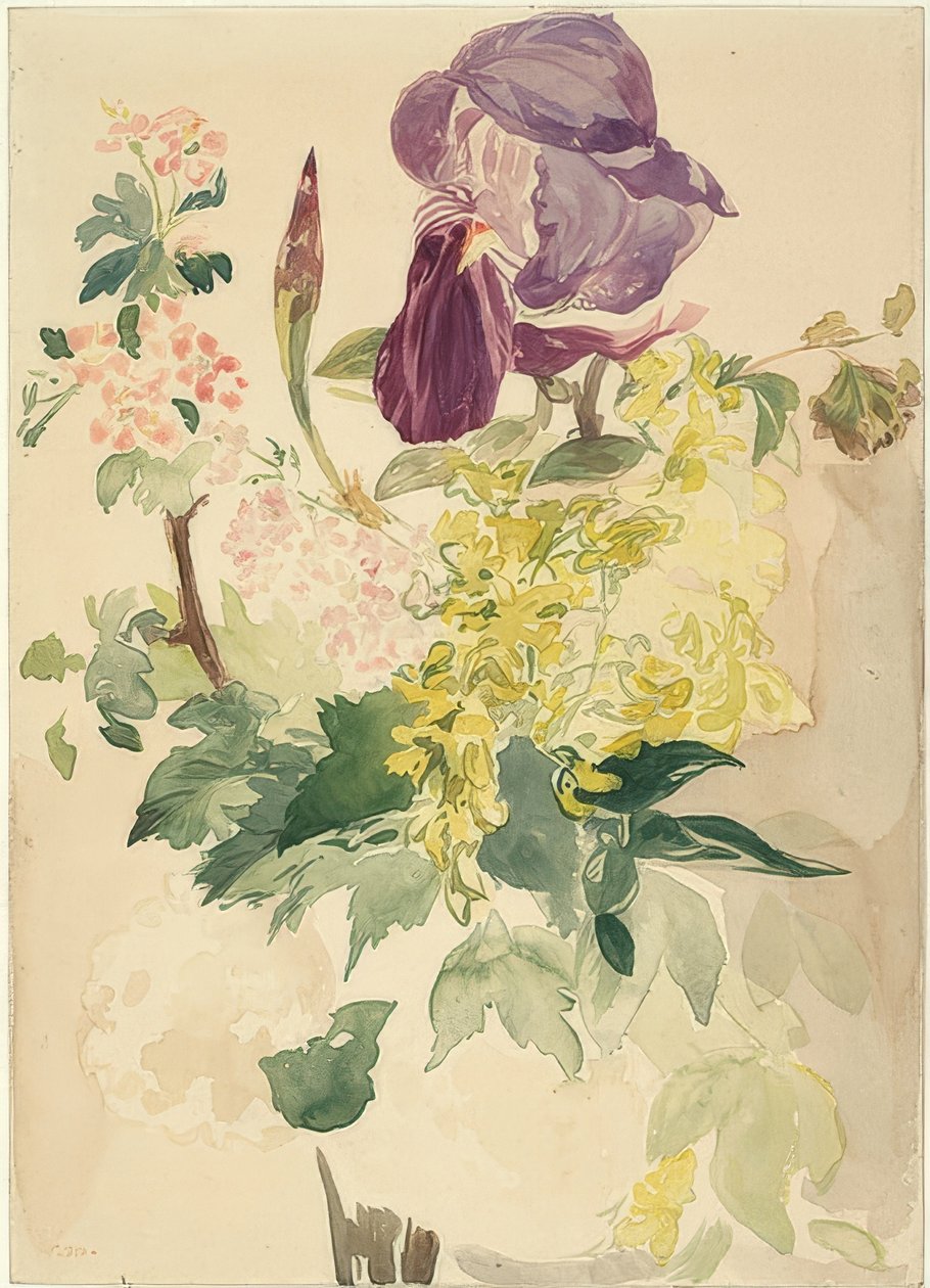 Virágdarab írisszel, labdával és muskátlival. 1880 alkotó: Édouard Manet
