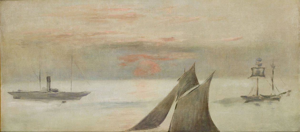 Hajók a tengeren, naplemente alkotó: Édouard Manet