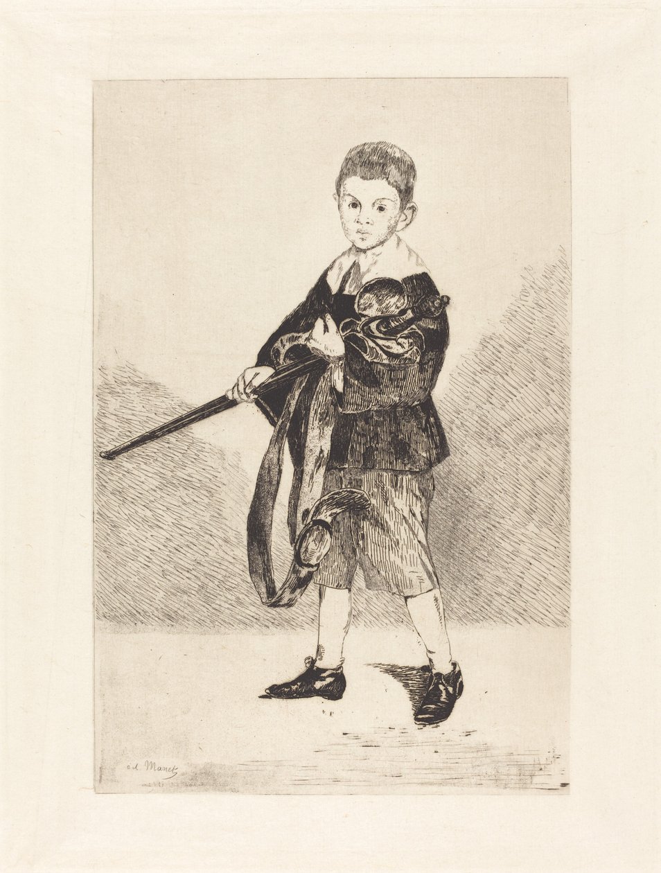 Gyermek karddal, balra fordulva alkotó: Édouard Manet