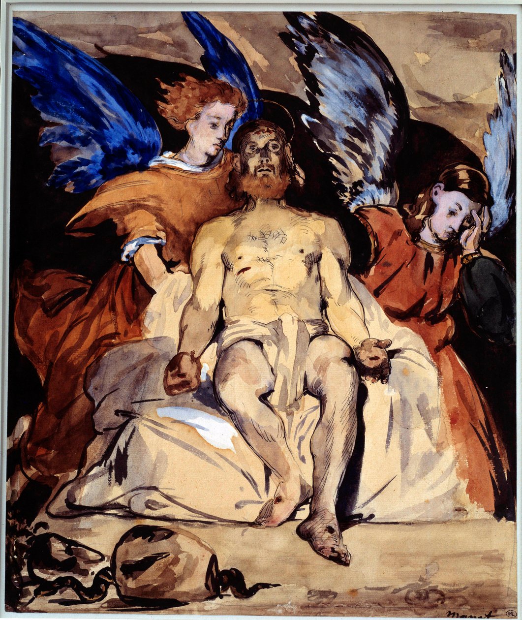 Krisztus angyalokkal Edouard Manet (1832-1883) akvarell, gouache és porcelán tintája 1864 V. 0,32x0,27 m Párizs, Muse d