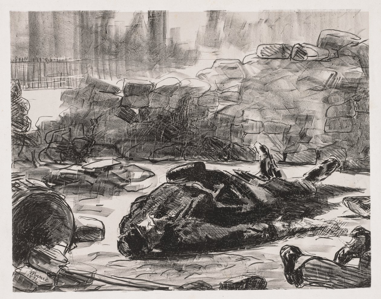 Polgárháborús jelenet Párizs kommünjében, 1871. alkotó: Édouard Manet