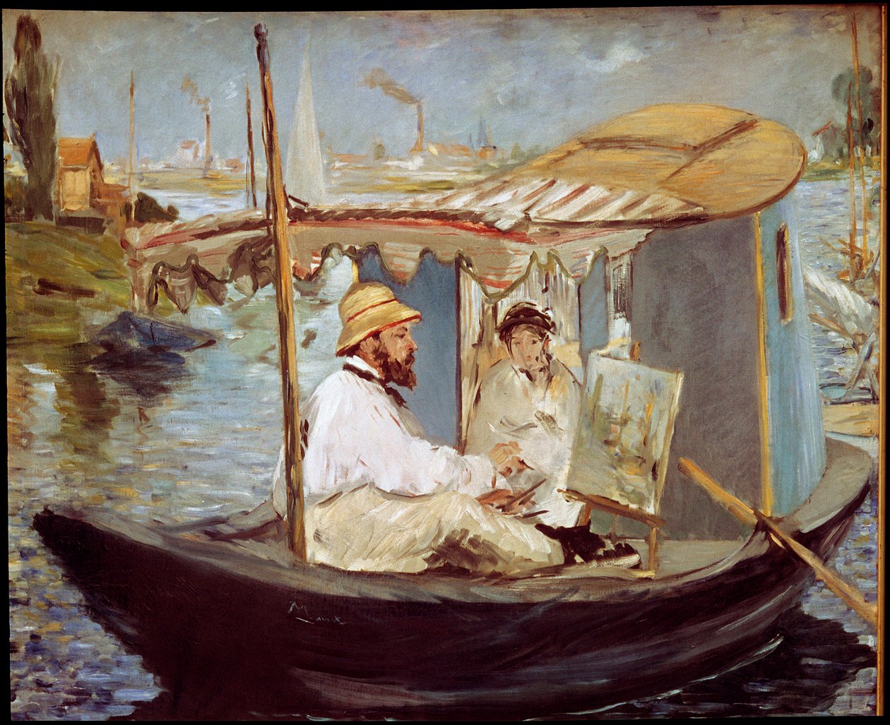 Claude Monet műtermi hajójában fest alkotó: Édouard Manet