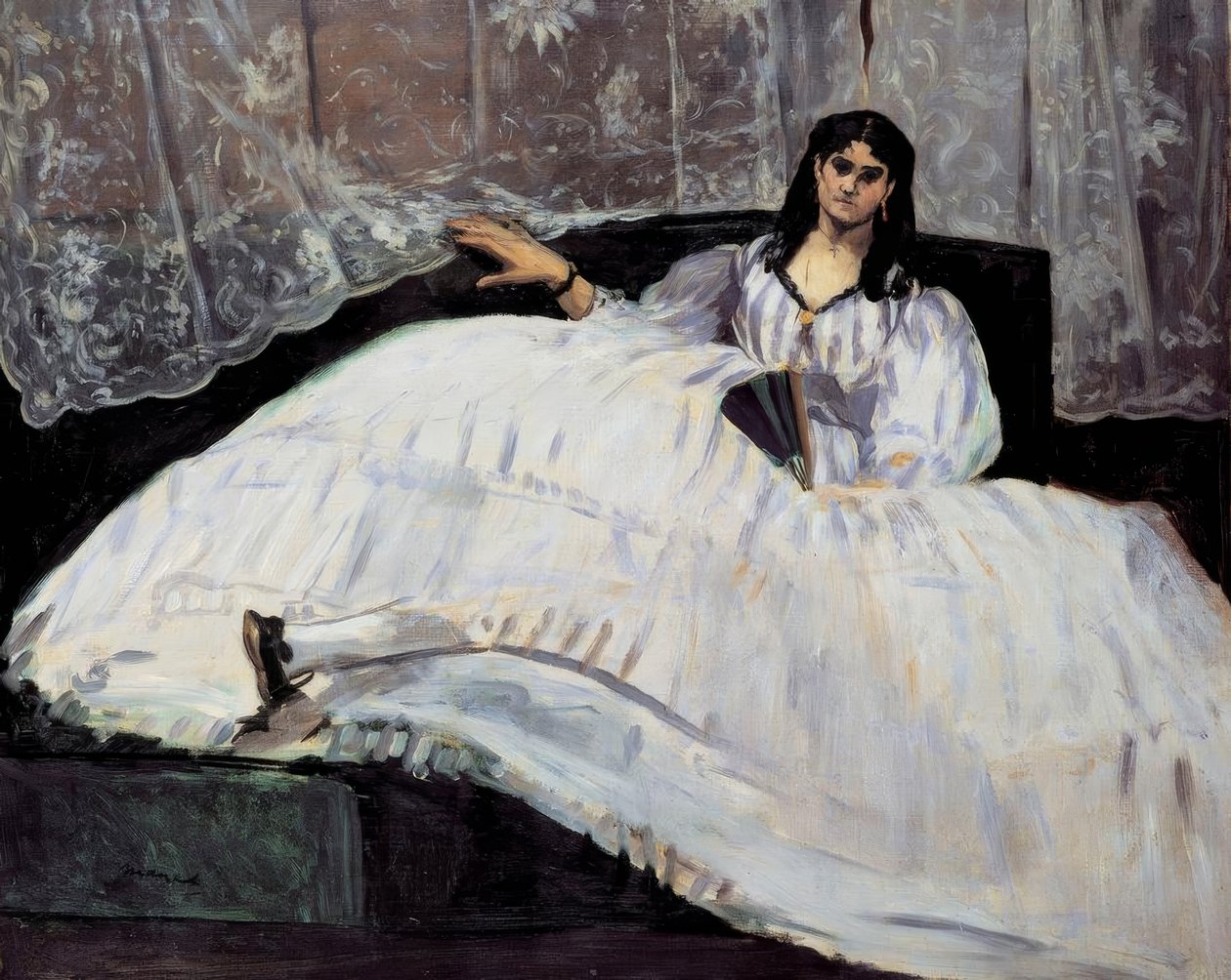 Hölgy legyezővel alkotó: Édouard Manet