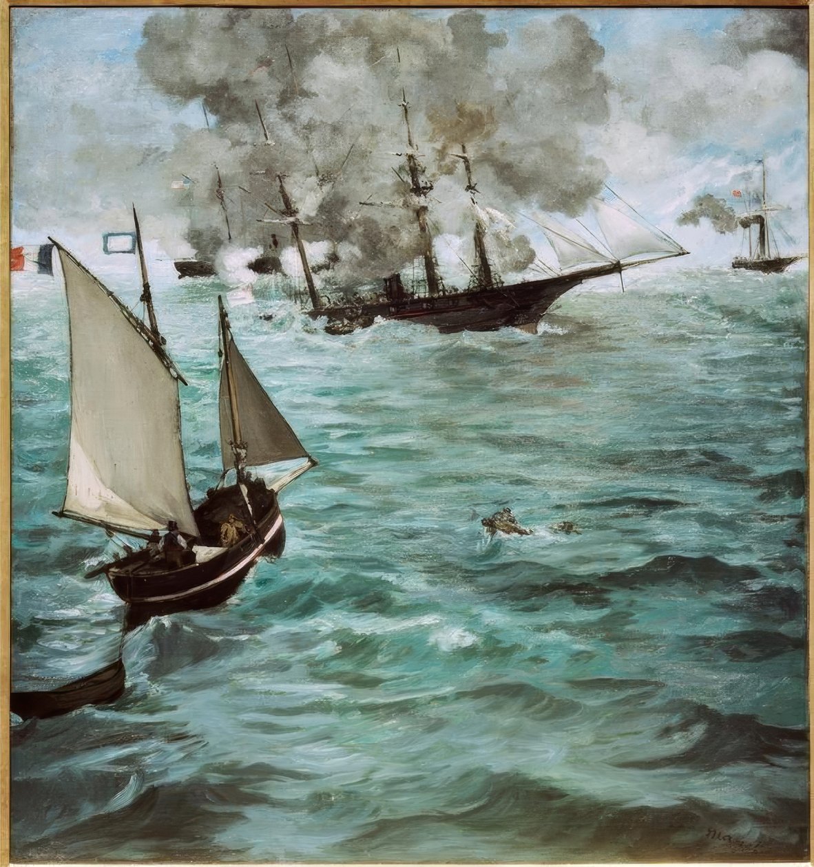 A csata az Egyesült Államok között Kearsarge és a C.S.S. Alabama alkotó: Édouard Manet