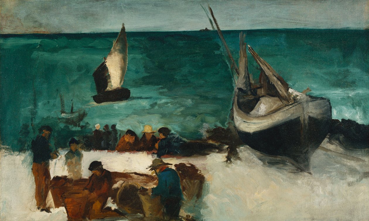 Halászhajók és halászok; Haditengerészet Berckben: Halászhajók és halászok, 1873 alkotó: Édouard Manet