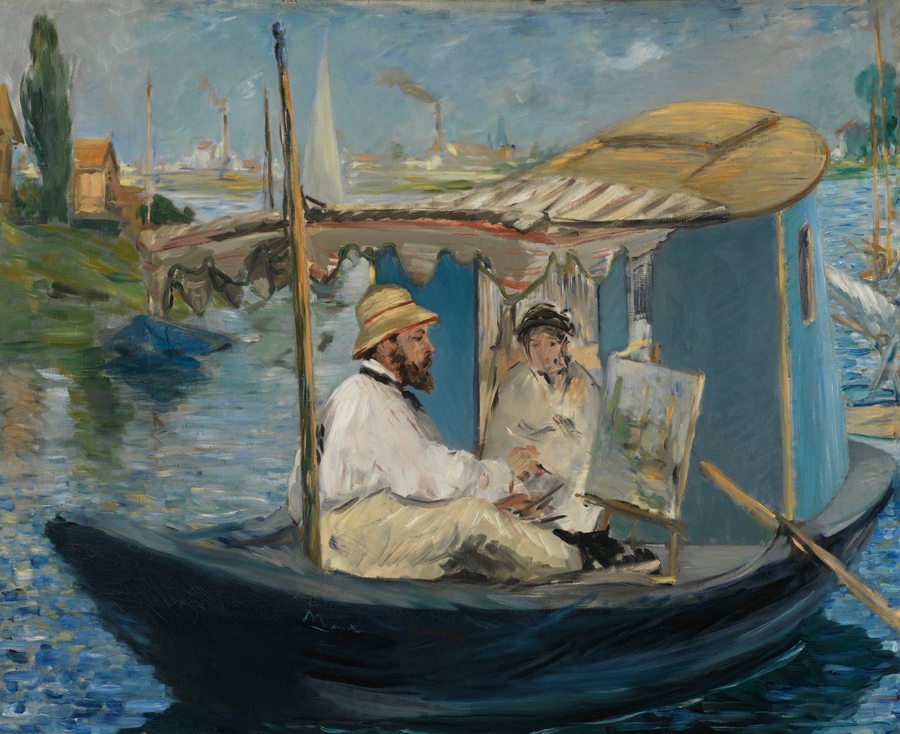 Német: Die Barke Claude Monet festménye a műtermi hajóján alkotó: Édouard Manet