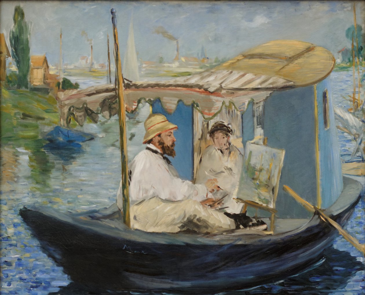 Német: Die Barke Claude Monet festménye a műtermi hajóján alkotó: Édouard Manet