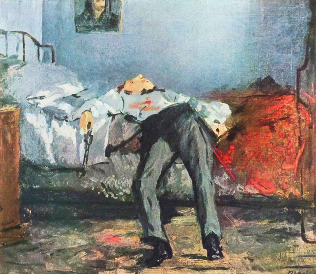 Németül: Le Suicidé Az öngyilkos [Az öngyilkos férfi]. alkotó: Édouard Manet