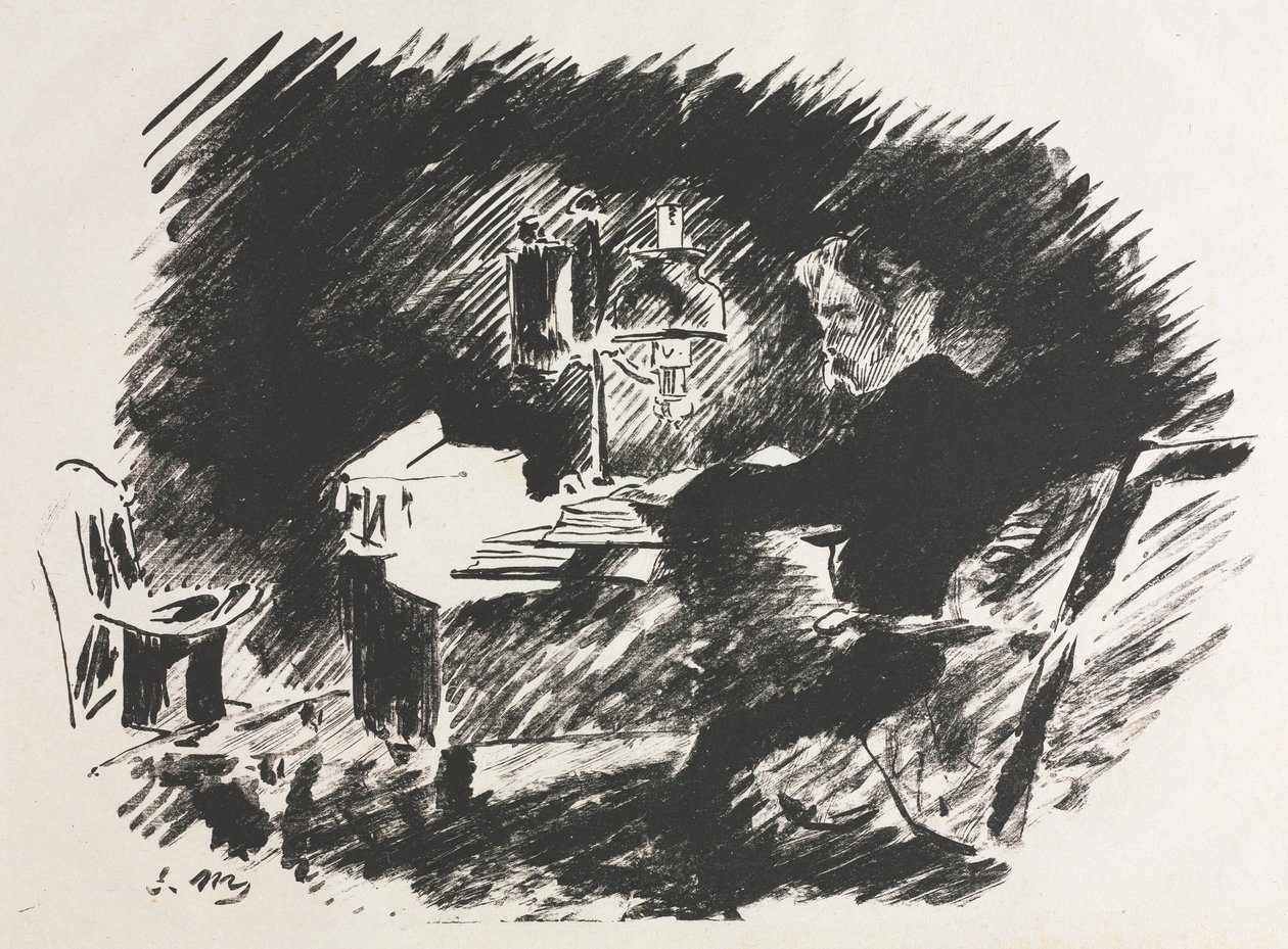Illusztráció a Hollóhoz, Edgar Allan Poe alkotó: Édouard Manet