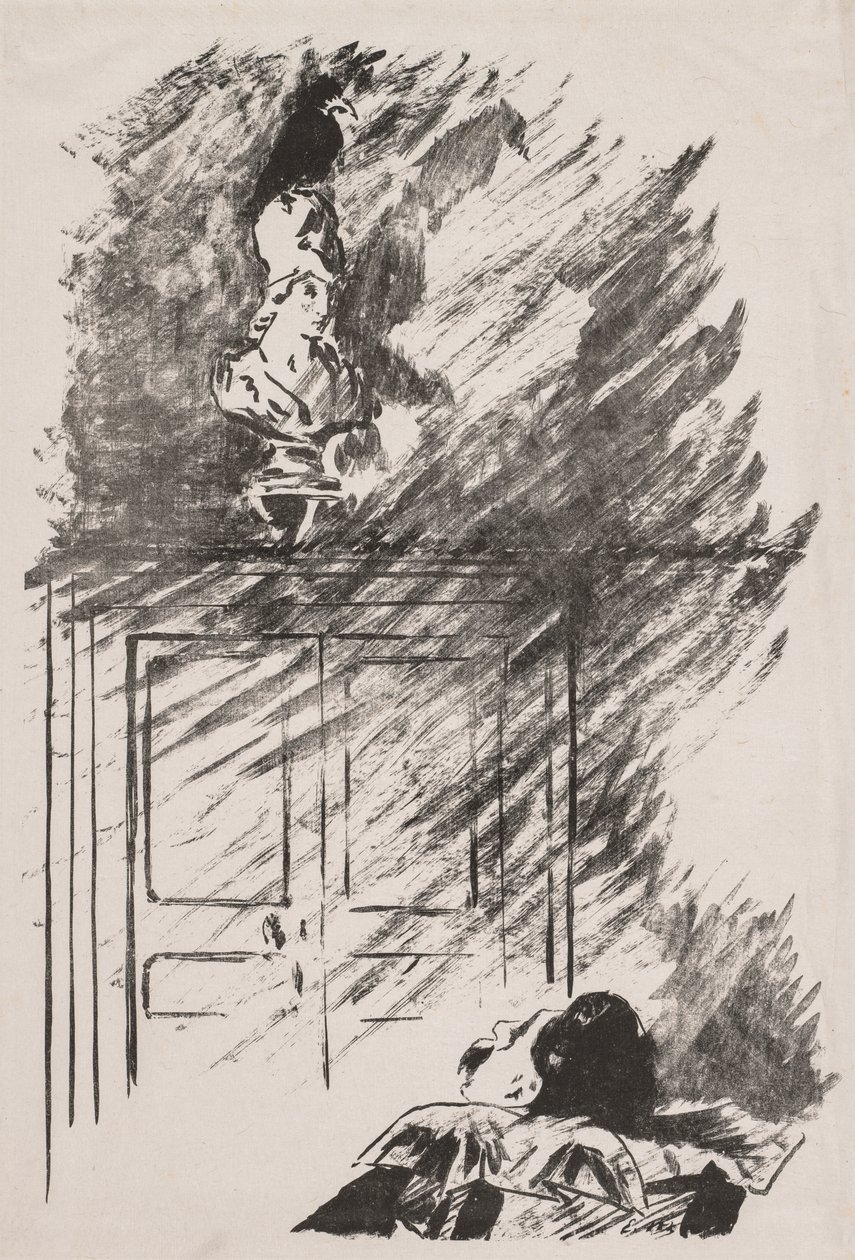 Illusztráció a Hollóhoz, Edgar Allan Poe. alkotó: Édouard Manet