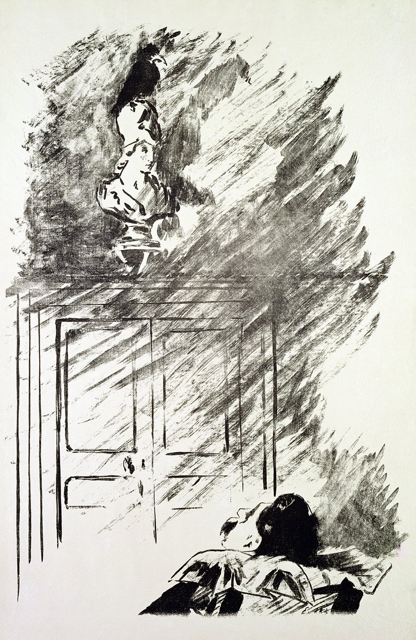 Illusztráció a „The Raven”-hez, Edgar Allen Poe alkotó: Édouard Manet