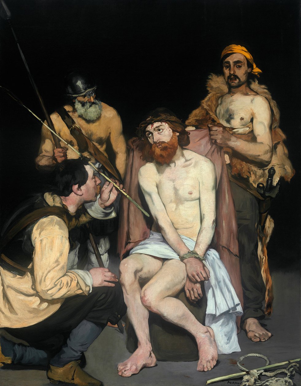 A katonák által kigúnyolt Jézus, 1865. alkotó: Édouard Manet