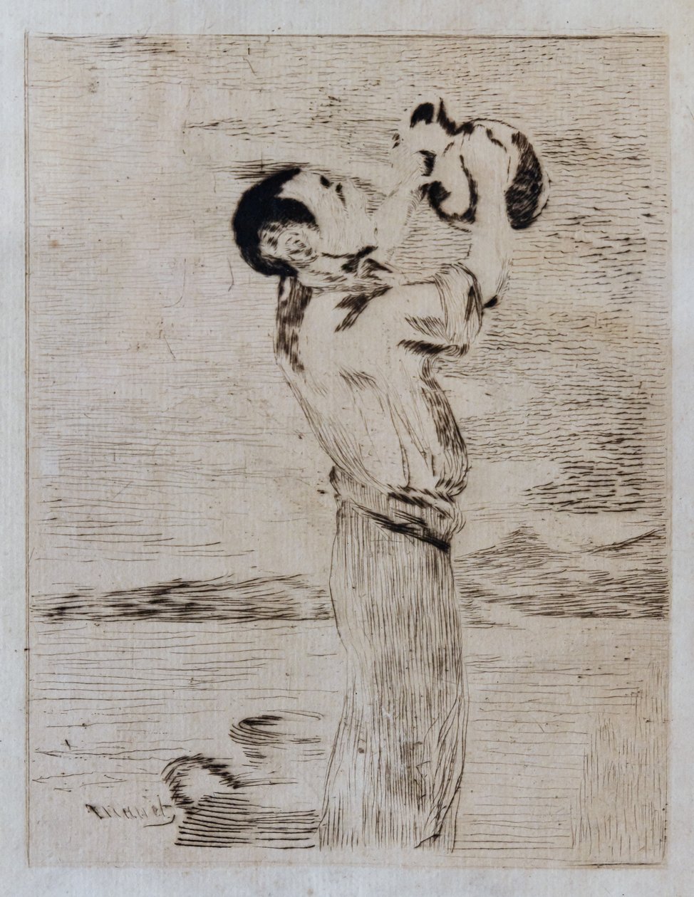 Vízivó (maratással és szárazhús) alkotó: Édouard Manet