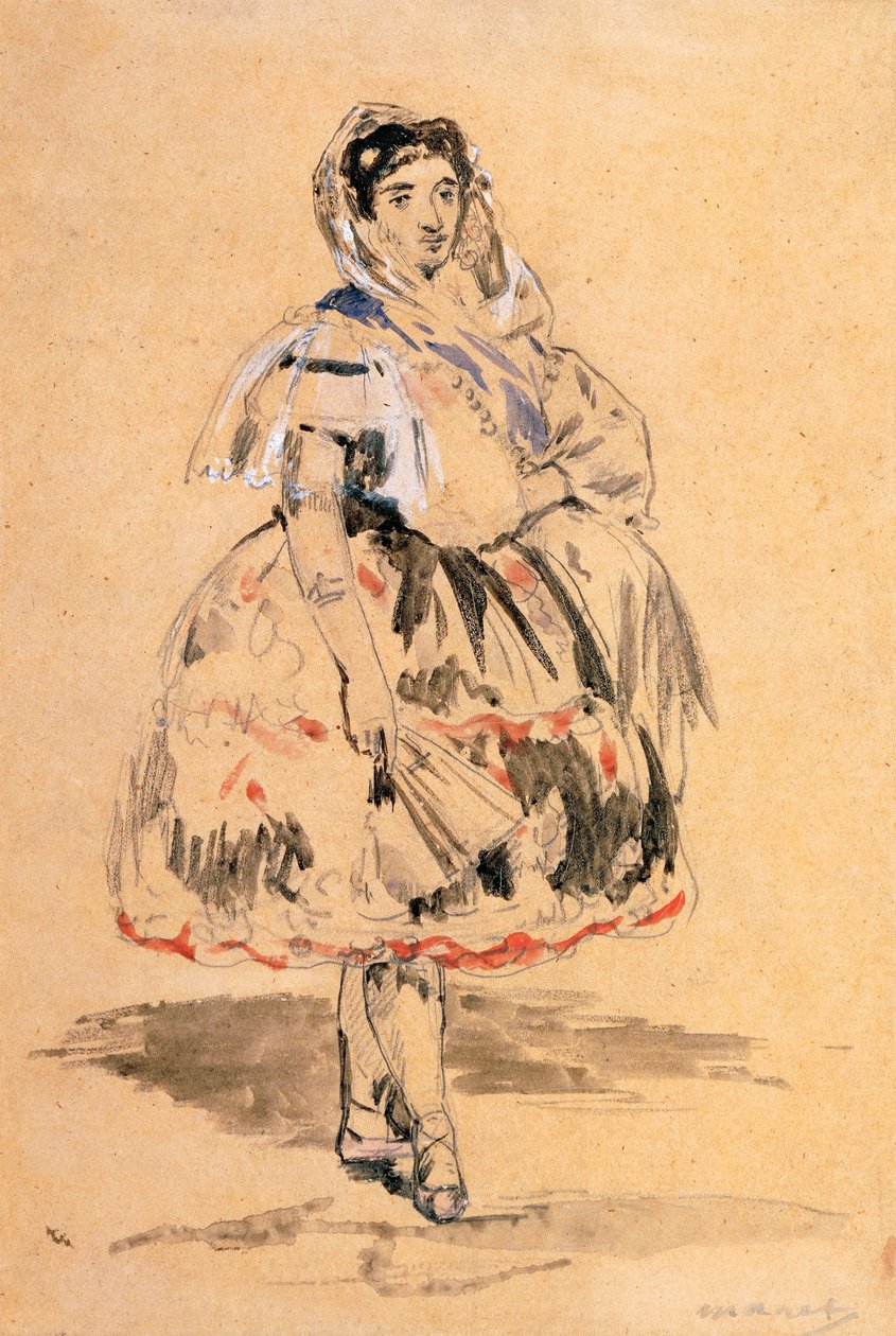 Valenciai Lola (ólombánya rajza, akvarell) alkotó: Édouard Manet