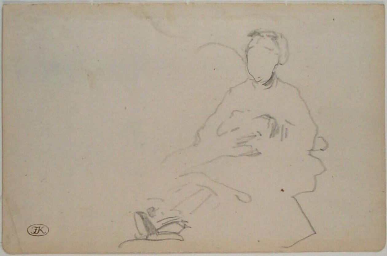 Manet - Egy ülő nő vázlata (vázlatfüzetből), 1864-1868 körül alkotó: Édouard Manet