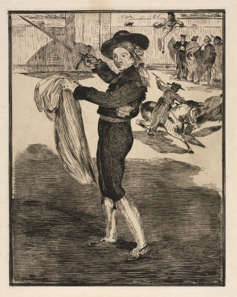 Mille, Victorine egy Espada jelmezében. alkotó: Édouard Manet