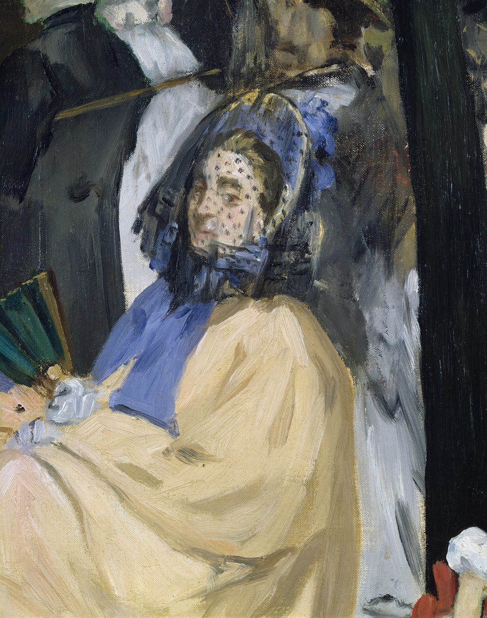 Zene a Tuileriák kertjében, egy fátyolos nő részlete, 1862 olaj, vászon, 3351 részlet alkotó: Édouard Manet